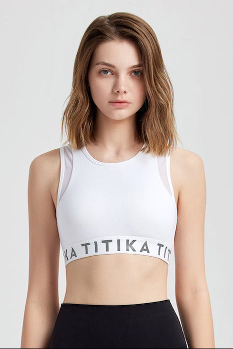 Gatten Medium Impact Bra- Black / White