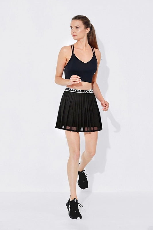 Holly Branded Ribboned Skirt- Black