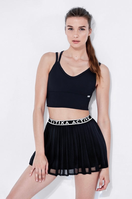 Holly Branded Ribboned Skirt- Black