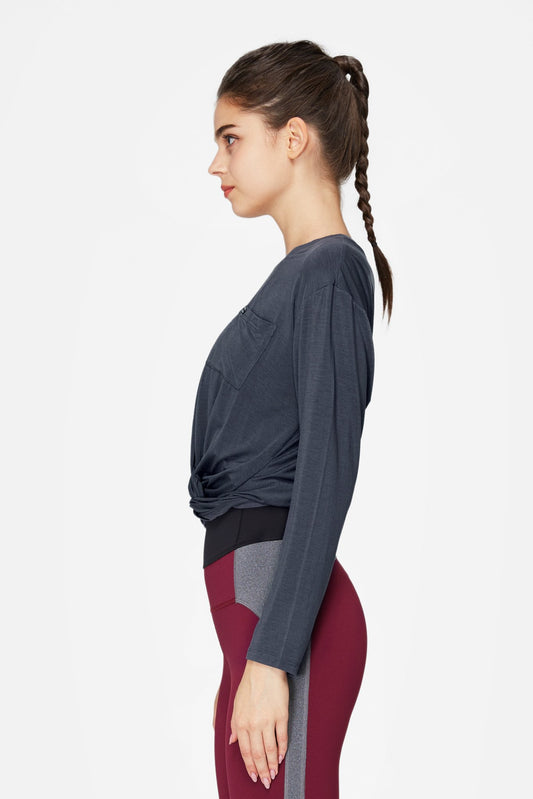 Twist Crop Long Sleeve Top